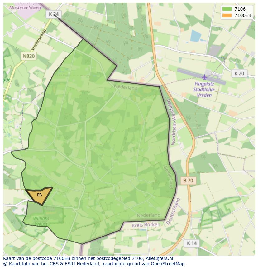 Afbeelding van het postcodegebied 7106 EB op de kaart.