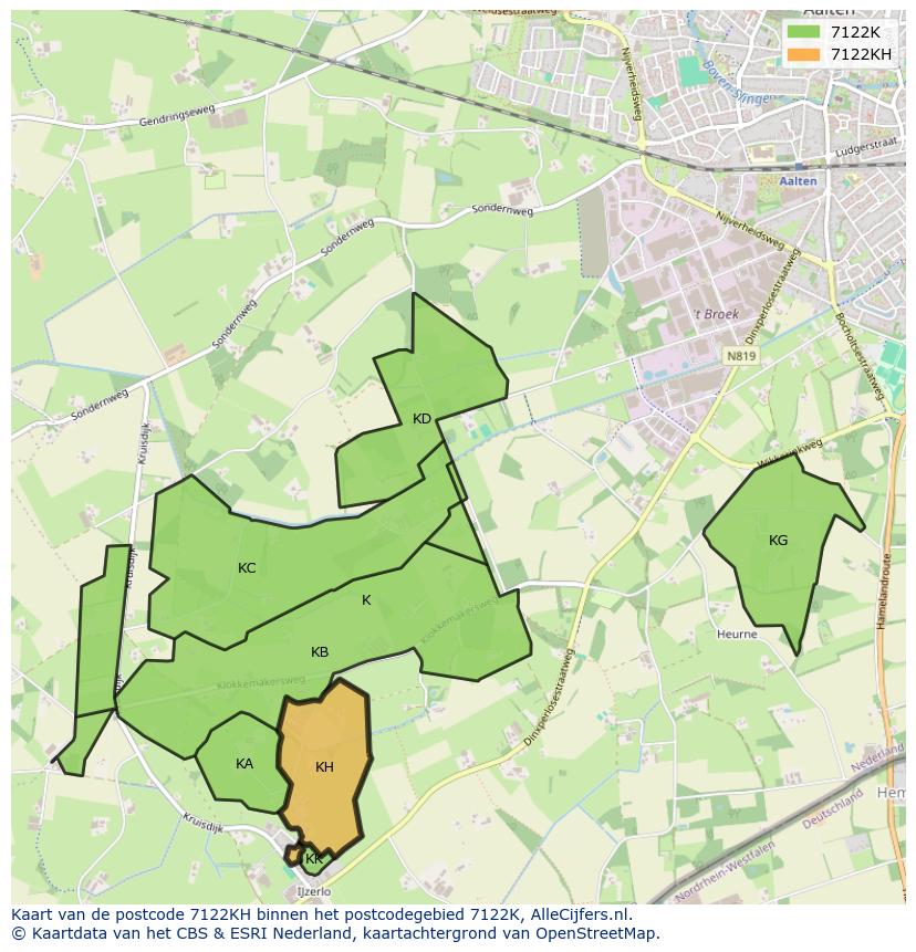 Afbeelding van het postcodegebied 7122 KH op de kaart.
