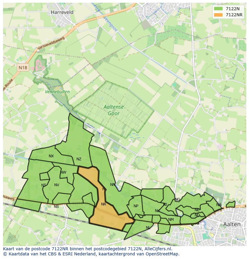 Afbeelding van het postcodegebied 7122 NR op de kaart.