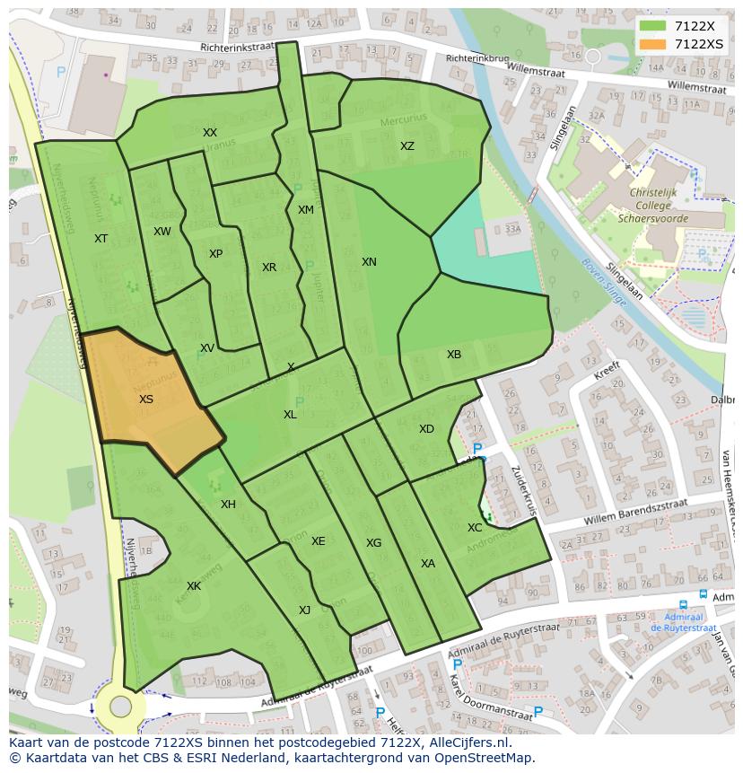 Afbeelding van het postcodegebied 7122 XS op de kaart.