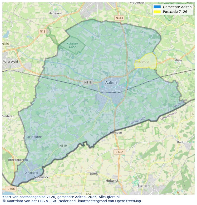 Afbeelding van het postcodegebied 7126 op de kaart.