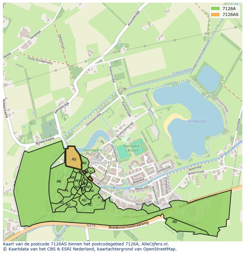 Afbeelding van het postcodegebied 7126 AS op de kaart.