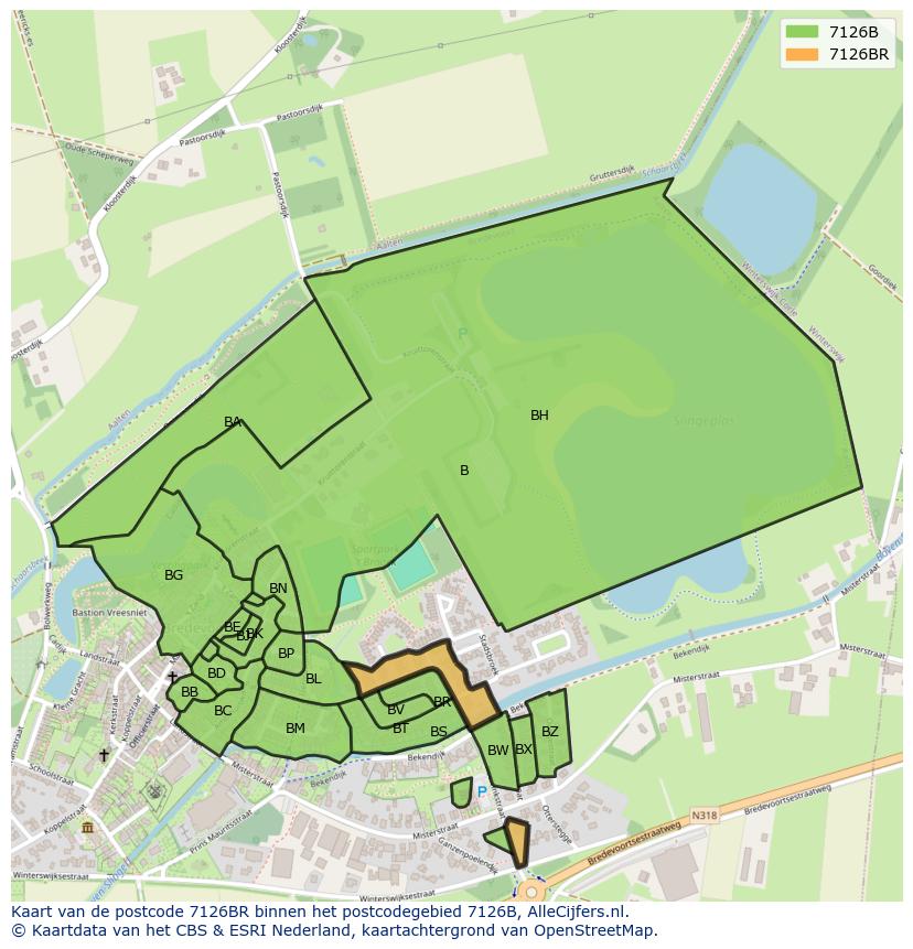 Afbeelding van het postcodegebied 7126 BR op de kaart.