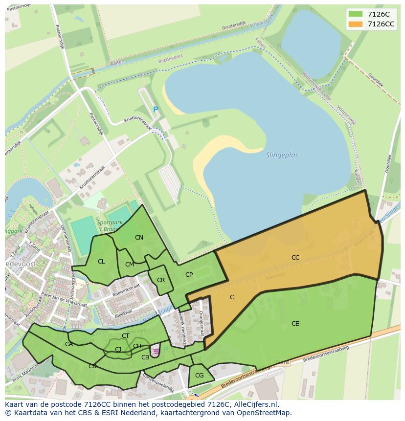 Afbeelding van het postcodegebied 7126 CC op de kaart.