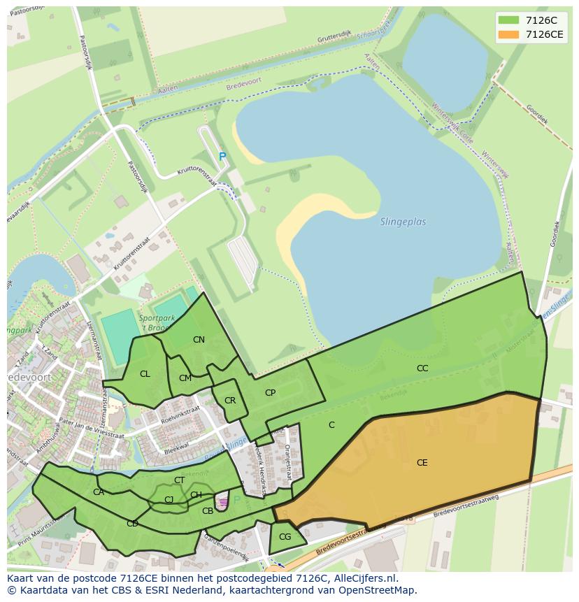Afbeelding van het postcodegebied 7126 CE op de kaart.