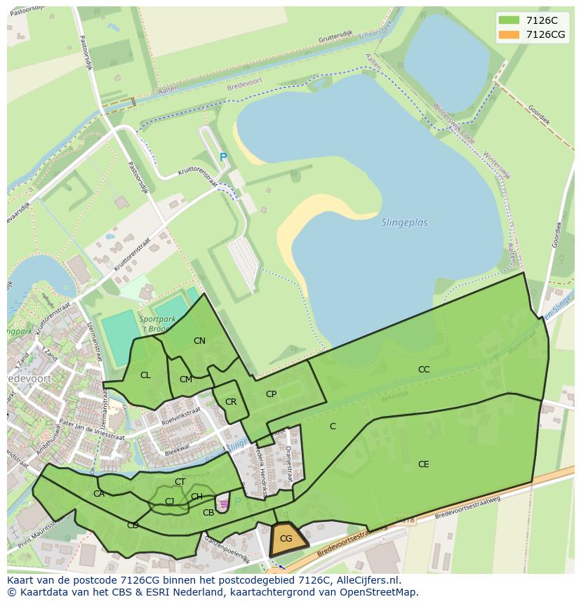 Afbeelding van het postcodegebied 7126 CG op de kaart.