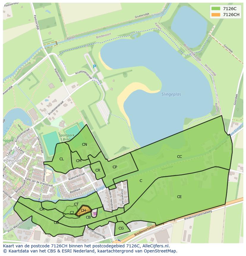 Afbeelding van het postcodegebied 7126 CH op de kaart.