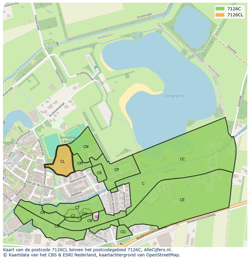 Afbeelding van het postcodegebied 7126 CL op de kaart.