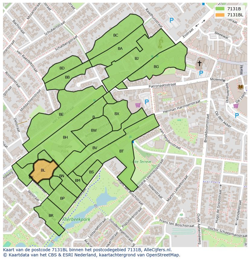 Afbeelding van het postcodegebied 7131 BL op de kaart.