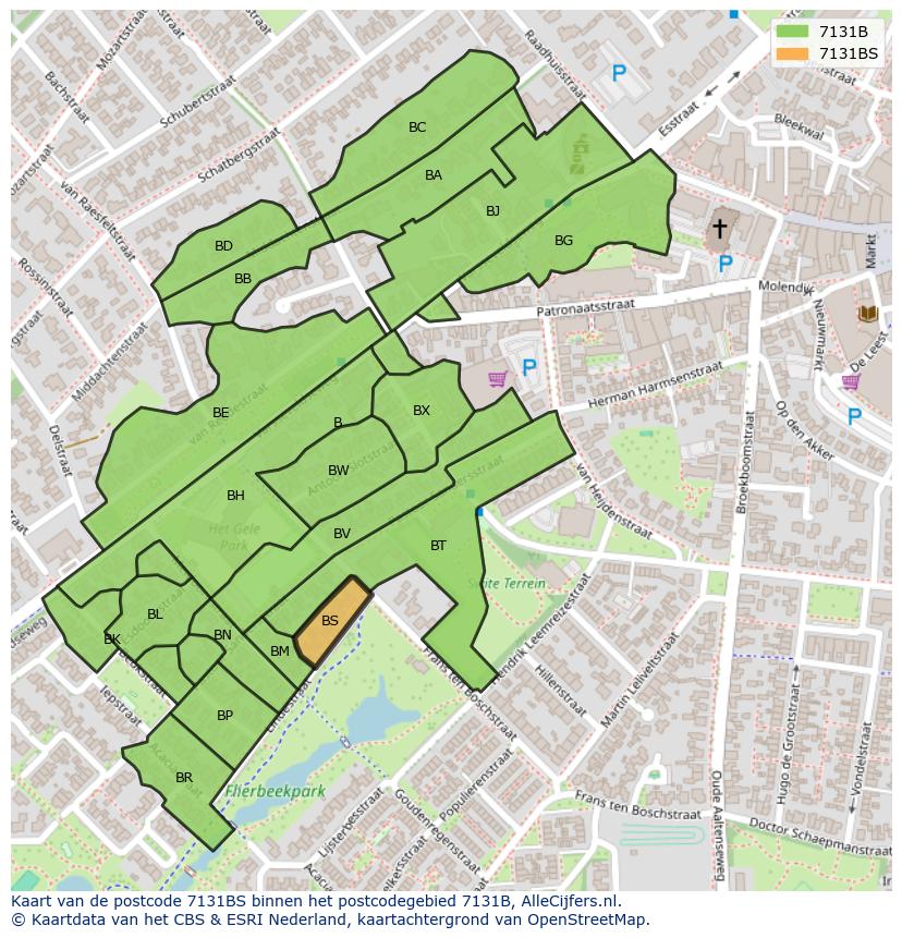 Afbeelding van het postcodegebied 7131 BS op de kaart.