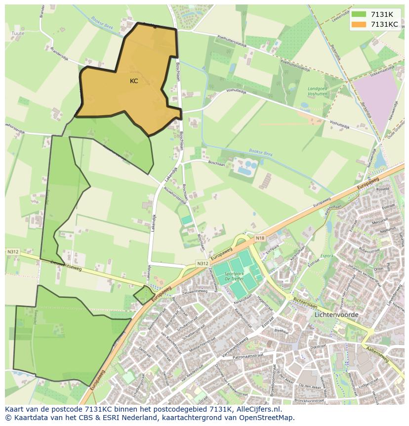 Afbeelding van het postcodegebied 7131 KC op de kaart.