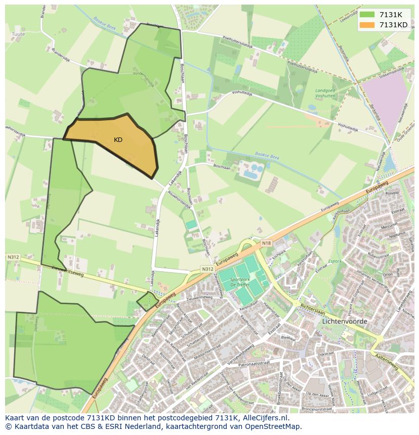 Afbeelding van het postcodegebied 7131 KD op de kaart.