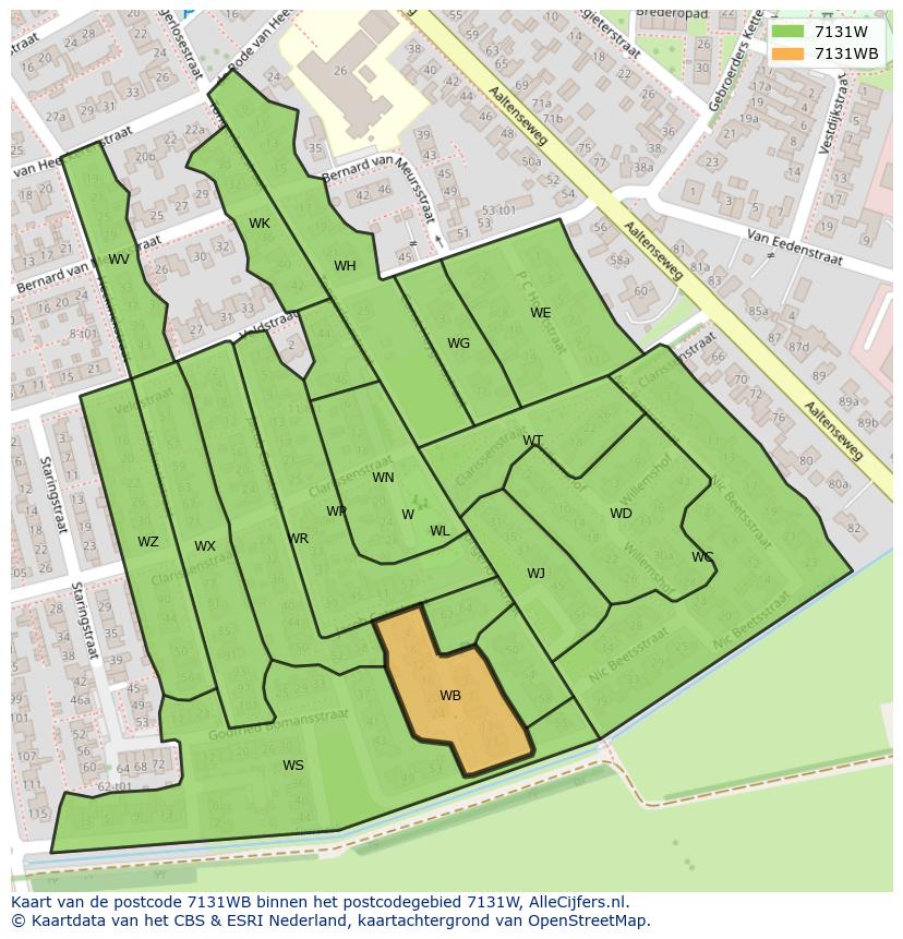 Afbeelding van het postcodegebied 7131 WB op de kaart.