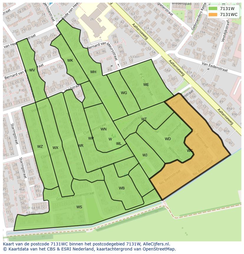Afbeelding van het postcodegebied 7131 WC op de kaart.