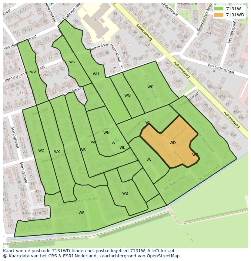 Afbeelding van het postcodegebied 7131 WD op de kaart.