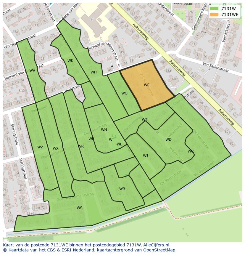 Afbeelding van het postcodegebied 7131 WE op de kaart.