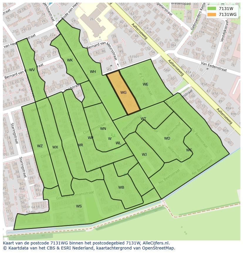 Afbeelding van het postcodegebied 7131 WG op de kaart.