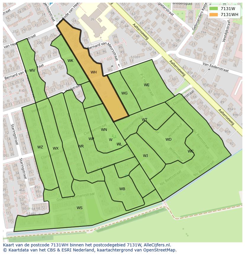 Afbeelding van het postcodegebied 7131 WH op de kaart.
