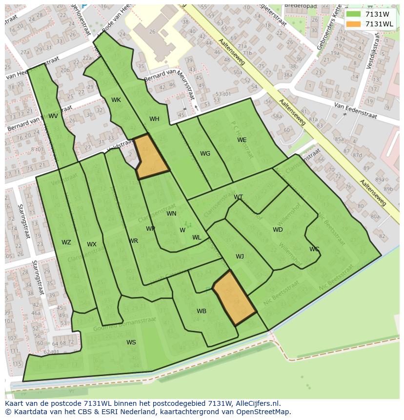 Afbeelding van het postcodegebied 7131 WL op de kaart.
