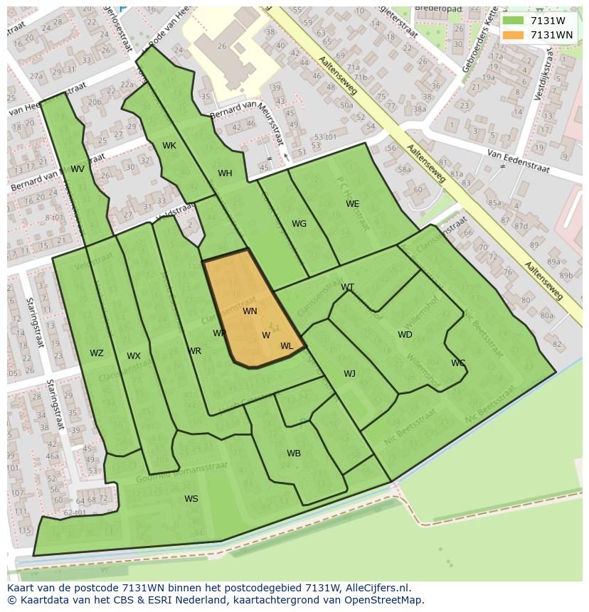 Afbeelding van het postcodegebied 7131 WN op de kaart.