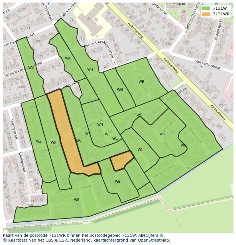 Afbeelding van het postcodegebied 7131 WR op de kaart.