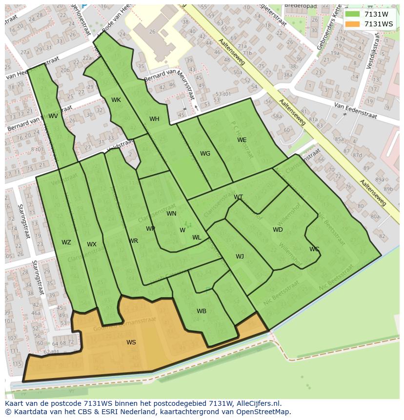 Afbeelding van het postcodegebied 7131 WS op de kaart.