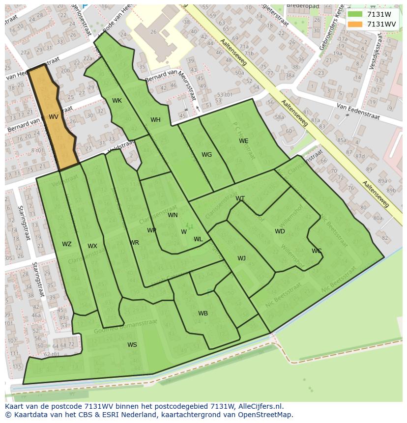 Afbeelding van het postcodegebied 7131 WV op de kaart.