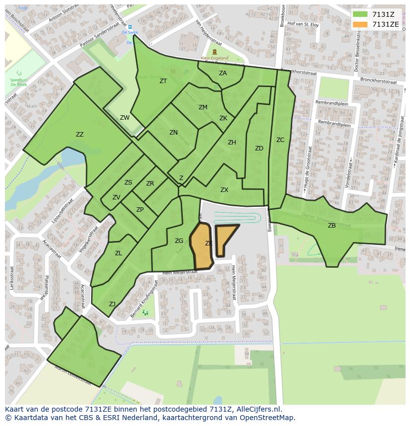 Afbeelding van het postcodegebied 7131 ZE op de kaart.