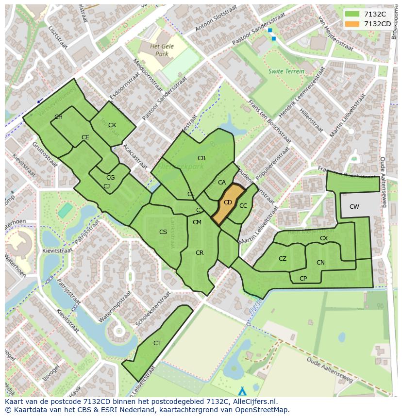 Afbeelding van het postcodegebied 7132 CD op de kaart.