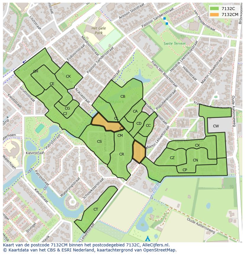Afbeelding van het postcodegebied 7132 CM op de kaart.