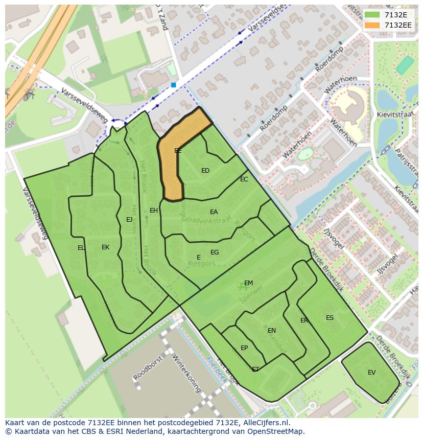 Afbeelding van het postcodegebied 7132 EE op de kaart.