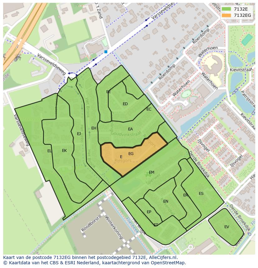 Afbeelding van het postcodegebied 7132 EG op de kaart.