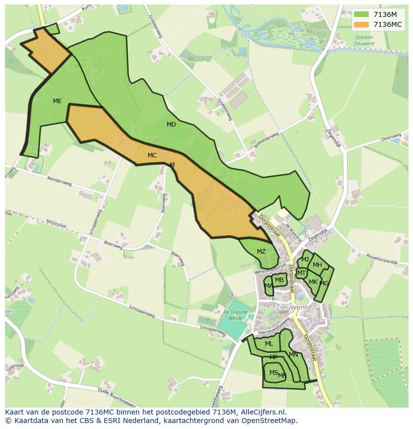Afbeelding van het postcodegebied 7136 MC op de kaart.