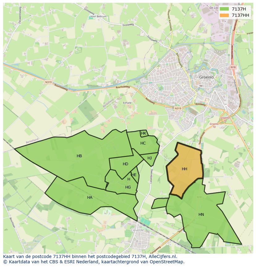 Afbeelding van het postcodegebied 7137 HH op de kaart.