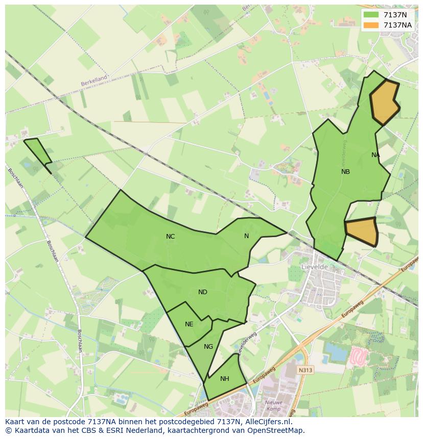 Afbeelding van het postcodegebied 7137 NA op de kaart.