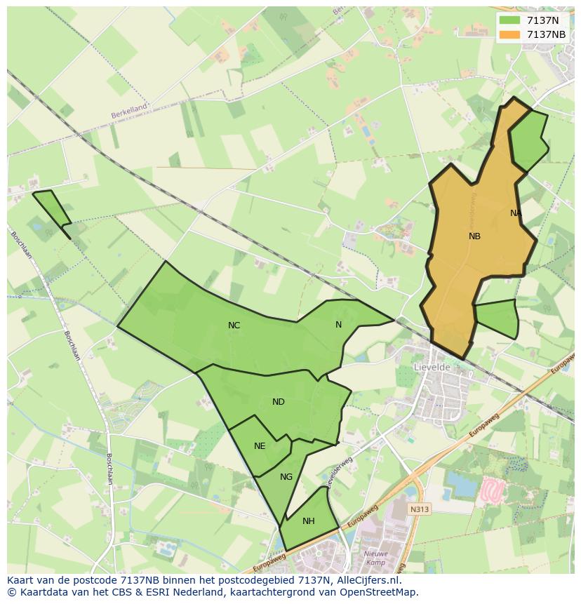 Afbeelding van het postcodegebied 7137 NB op de kaart.