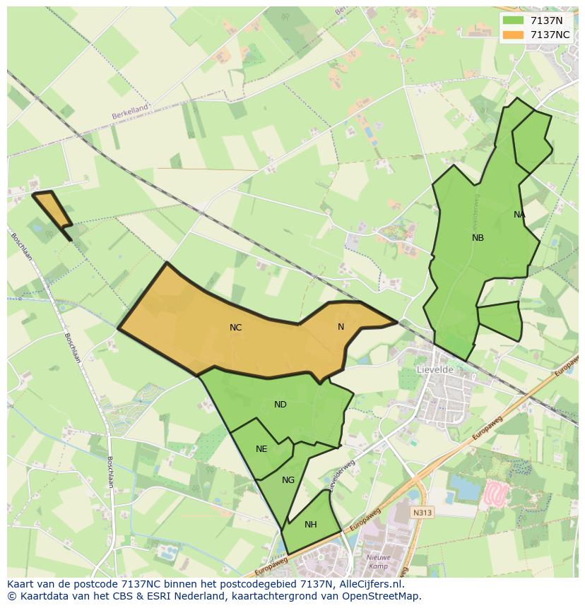 Afbeelding van het postcodegebied 7137 NC op de kaart.