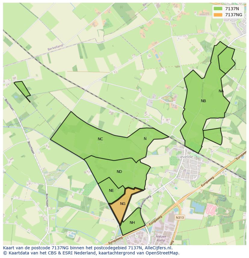 Afbeelding van het postcodegebied 7137 NG op de kaart.