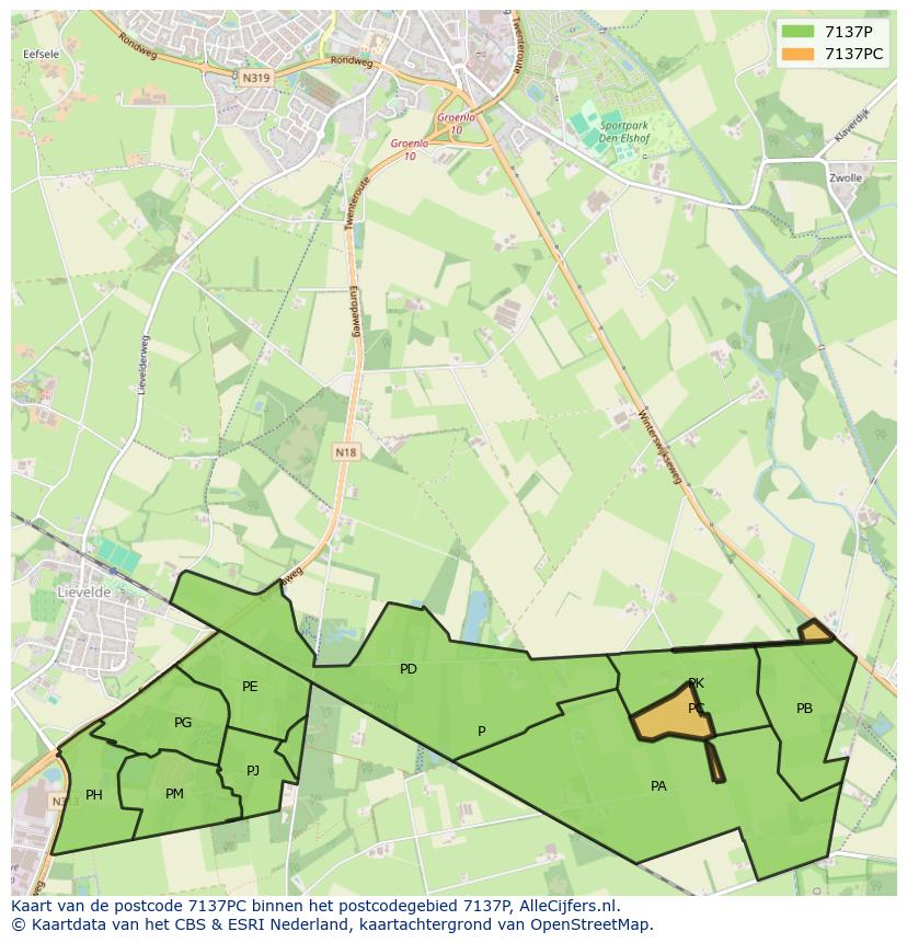 Afbeelding van het postcodegebied 7137 PC op de kaart.