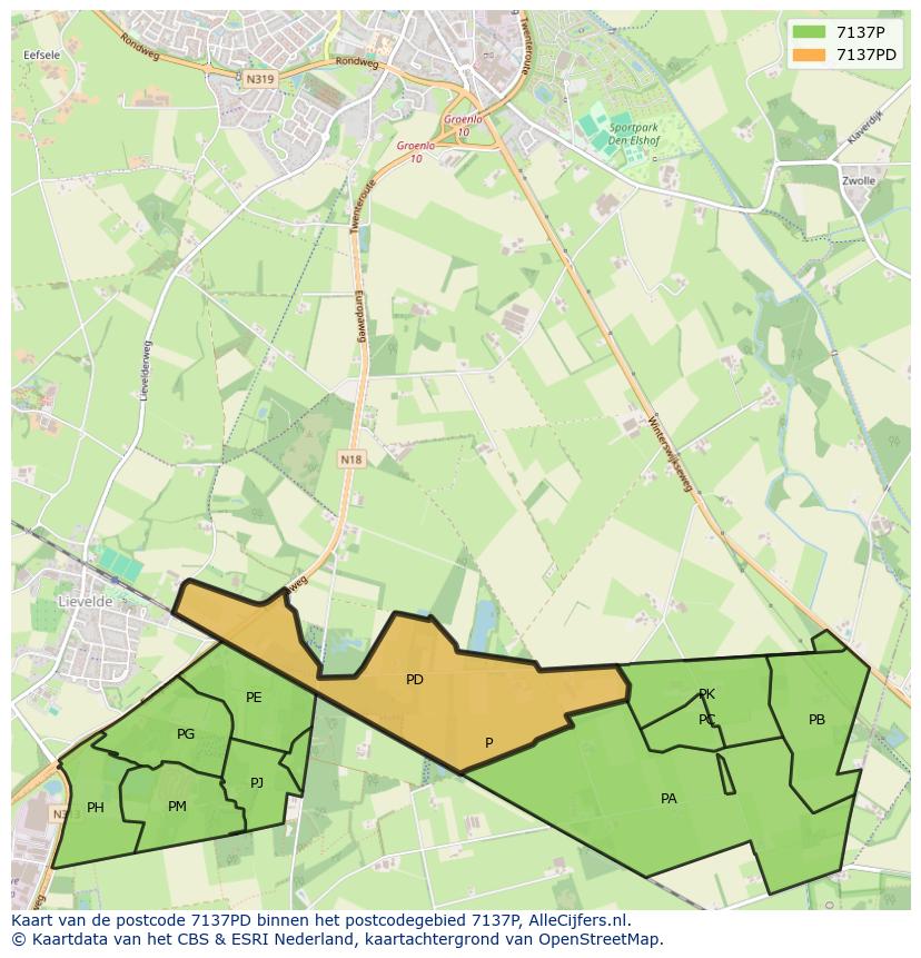 Afbeelding van het postcodegebied 7137 PD op de kaart.