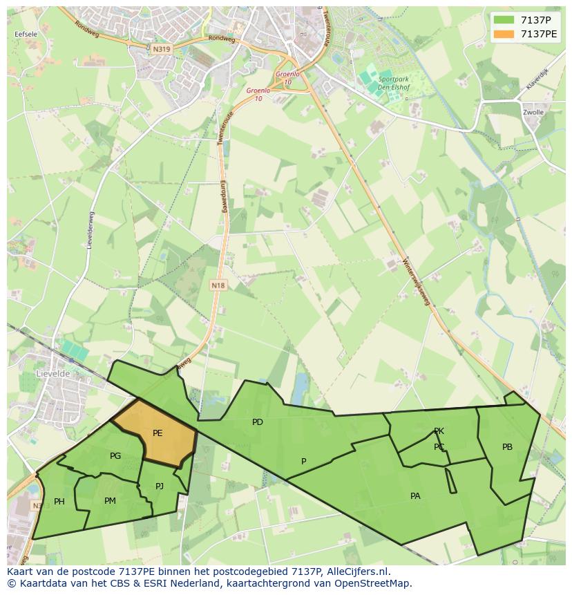 Afbeelding van het postcodegebied 7137 PE op de kaart.