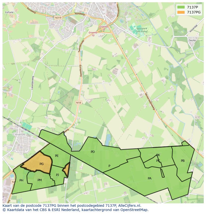 Afbeelding van het postcodegebied 7137 PG op de kaart.