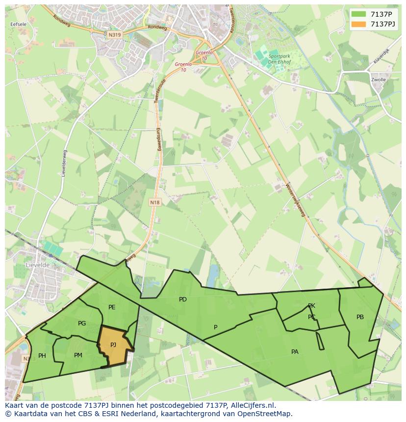 Afbeelding van het postcodegebied 7137 PJ op de kaart.