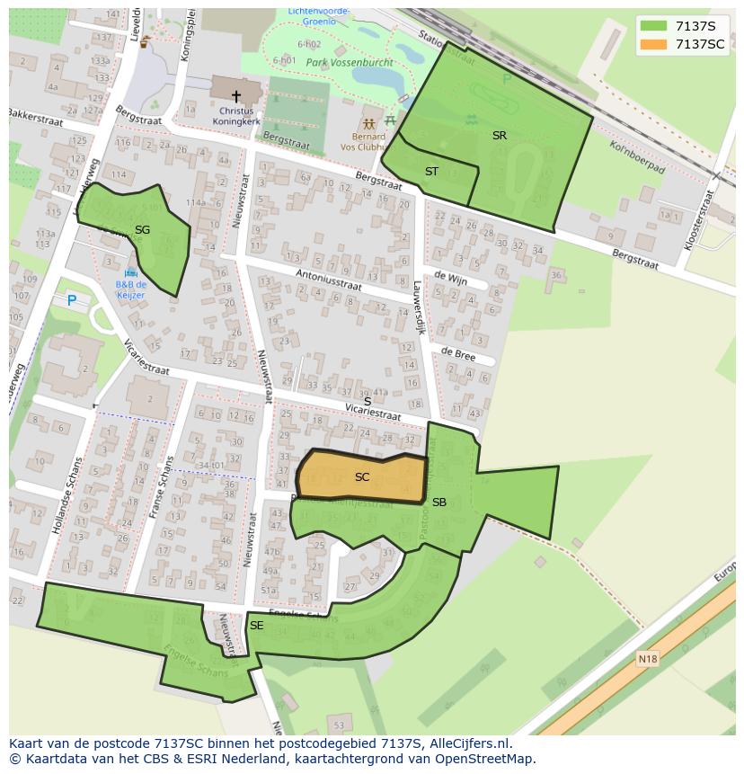 Afbeelding van het postcodegebied 7137 SC op de kaart.