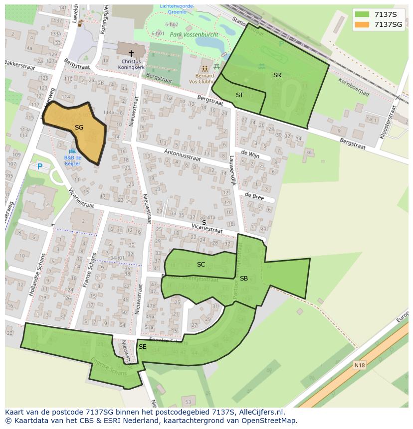Afbeelding van het postcodegebied 7137 SG op de kaart.