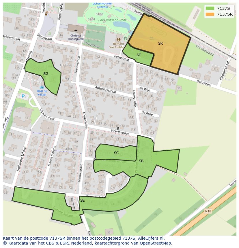 Afbeelding van het postcodegebied 7137 SR op de kaart.