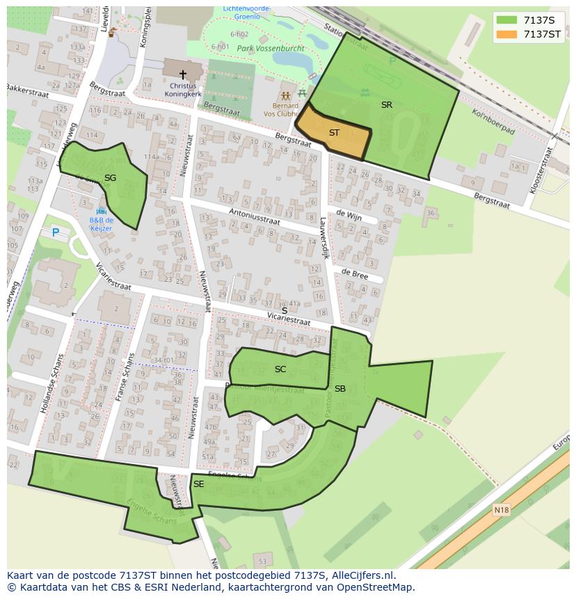 Afbeelding van het postcodegebied 7137 ST op de kaart.