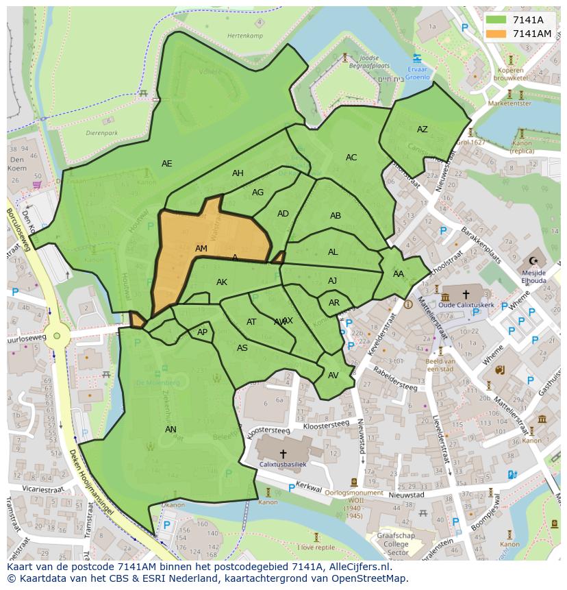 Afbeelding van het postcodegebied 7141 AM op de kaart.