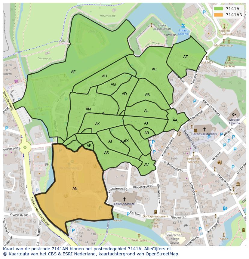 Afbeelding van het postcodegebied 7141 AN op de kaart.