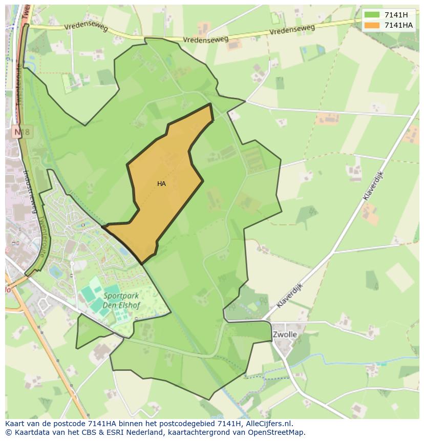 Afbeelding van het postcodegebied 7141 HA op de kaart.